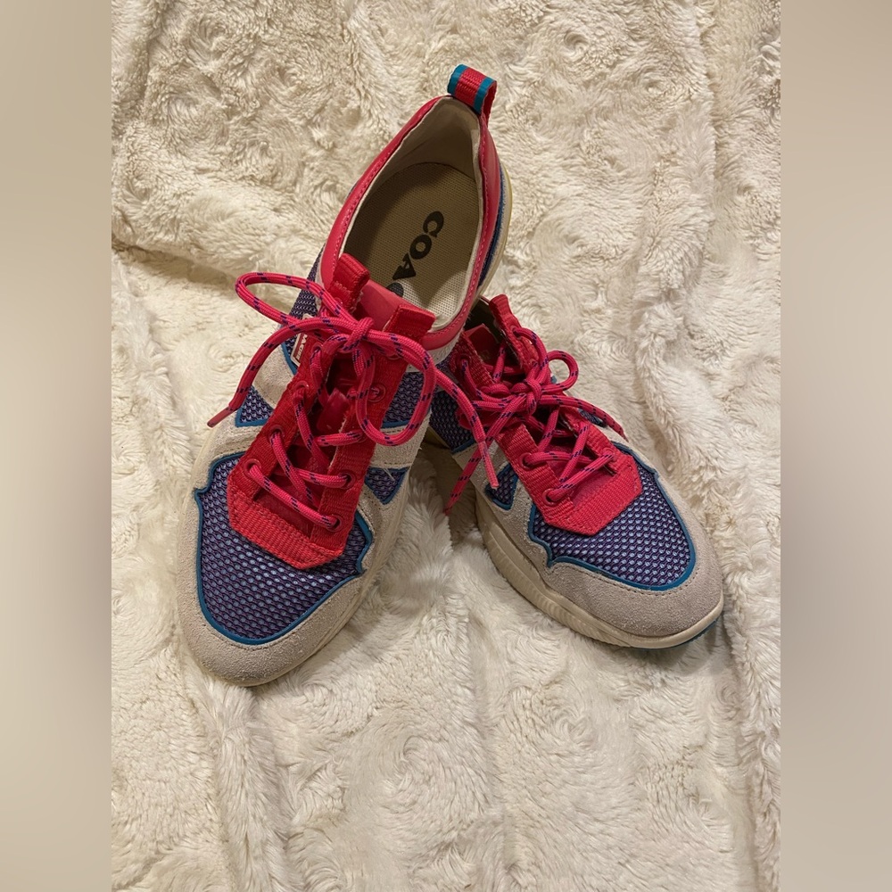 Coach Women's Vibrant Pink and Purple Sneakers size 8.5